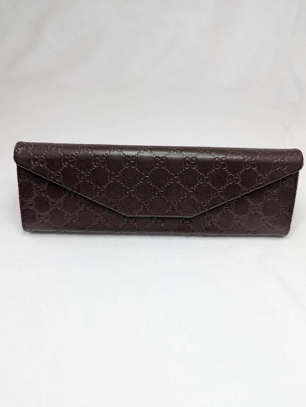 Gucci Brown Embossed Leather Eyewear Case